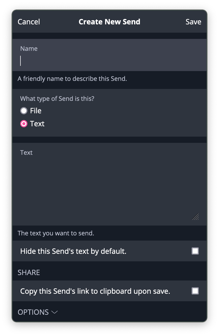 The extensions’s Create New Send form