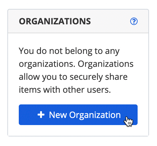 A “New Organization” button